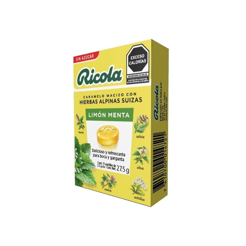 Caramelo macizo Ricola limón menta 27.5 g
