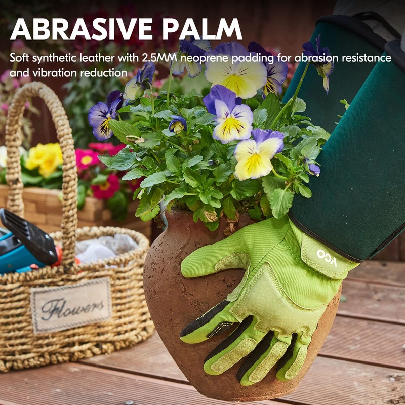 Vgo... Gardening Gloves Long Sleeves in Leather with Touchscreen, Heavy