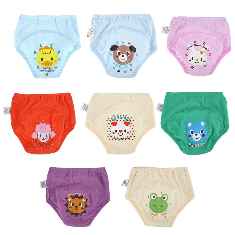8PCS Baby Cloth Cartoon Waterproof Diapers Nappies Toddler 4 Layers