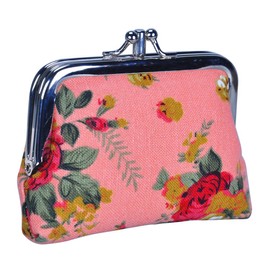 Rolin Roly Buckle Coin Purse Double Clasp Closure Wallet Cute Coin Purse Change Classic Vintage Clutch Wallet Organizer Canvas Jewelry Pouch