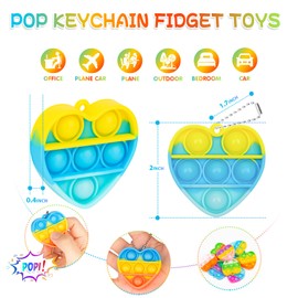 Kids Party Favors Fidget Toys Bulk 30 Pack Mini Pop Fidget Keychain Its,Valentines Day Gifts for Kids,Valentines for Kids Classroom Prizes Heart Pop Fidgets It Poppers Students Goodie Bag Stuffers
