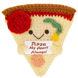 A AIFAMY Funny Positive Pizza, Emotional Cute Crochet Potato Partner Toy with Positive Card Cheer Up Funny Gifts for Best Friend Birthday Housewarming Women Teacher Fall (Pizza)
