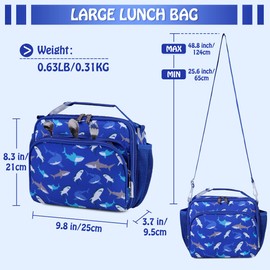 VONXURY Lonchera grande para niños, niñas, adolescentes, niños pequeños, bonita bolsa de almuerzo escolar con correa para el hombro