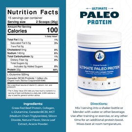 Ultimate Paleo Protein Powder | Premium Grass Fed Beef Protein with Collagen Peptides | Paleo Friendly, Gluten Free, Keto Friendly, No Artificial Sweeteners or Preservatives - Vanilla, 15 Servings
