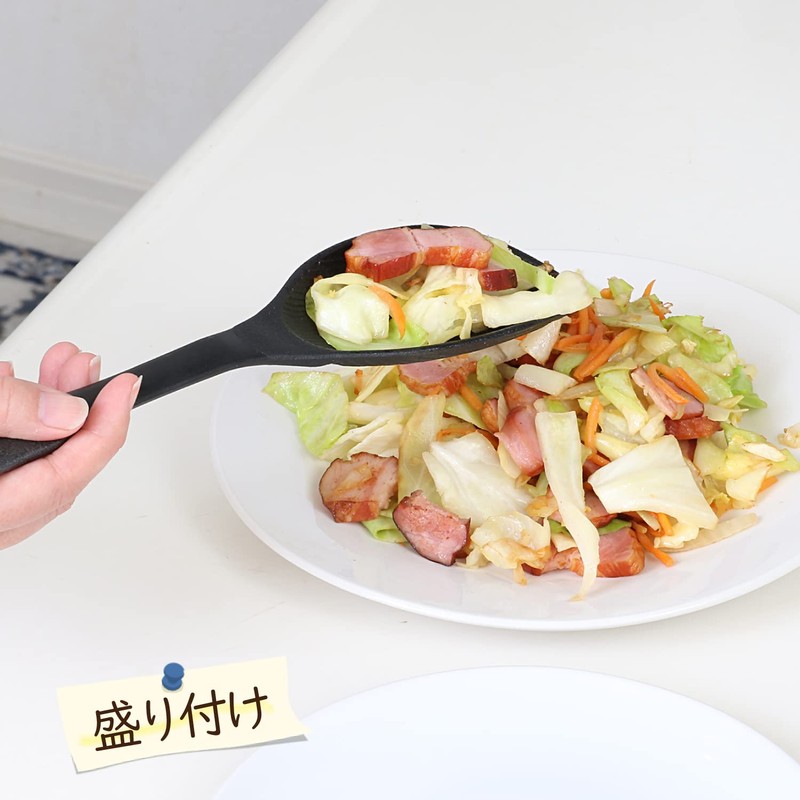Astro 510-40 Spatula, Black, Made in Japan, Antibacterial, Includes Binchotan,