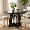 HELLYMOON 47" Round Dining Table for 4-6 Black, Farmhouse Wood
