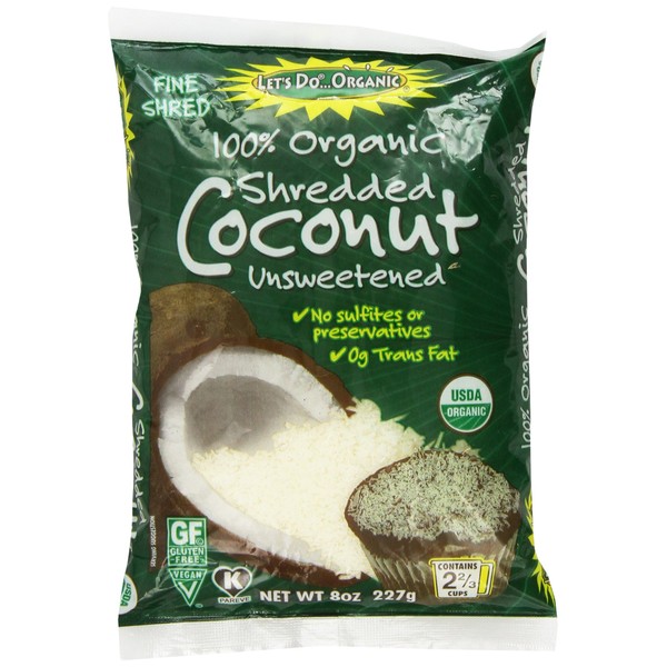 Let's Do Organic Unsweetened Coconut Shredded, Fine Shred, 8 oz