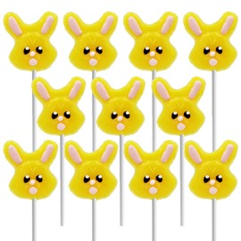 Happy Easter Bunny Lollipops Suckers, Fat-Free, Individually Wrapped Easter Pops (12-Pack)