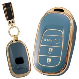 ontto Car key cover fit for 2022 2023 2024 Accord Civic HR-V CR-V Pilot Sport SI EX EX-L 3 buttons key holder Smart case keyring key chain TPU Key Shell bag Accessories protector Grey A