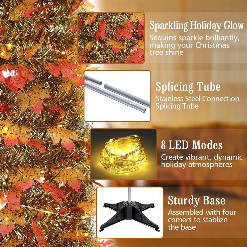 5 FT Pop Up Fall Tree with Timer Lights &