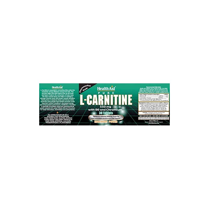 HealthAid L-Carnitine 550mg - 30 Tablets