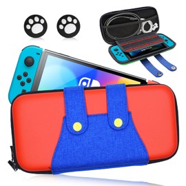 【WスナップスイッチINN】 スイッチ /有機ELモデル専用 Switch ケース 保護 収納 防塵 防水 耐衝撃 カード10枚 小物収納 (Red) (Switch/Switch有機ELモデル専用, Red)