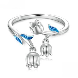 PAHALA 925 Sterling Silver Gorgeous Flowers Open Zircon Finger Wedding Party Engagement Ring