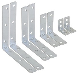 Dihl Pack of 10 Steel Corner Fixed Angle Brackets L Shape 90° Furniture Fittings Corner Fixings Connector Hinges, 100mm x 100mm x 15mm, 10 PCS