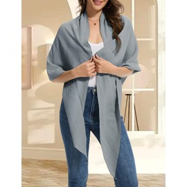 Bbonlinedress Women's Cotton Scarf Neckerchief Elegant Triangular Scarf Multifunctional Scarf Shawl Muslin Scarf 200 x 140 x 140 cm, Greyblue