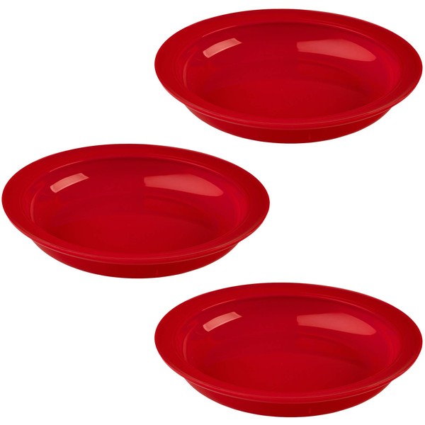 Providence Spillproof Inner Lip Plate - 9" Red - 3 Pack