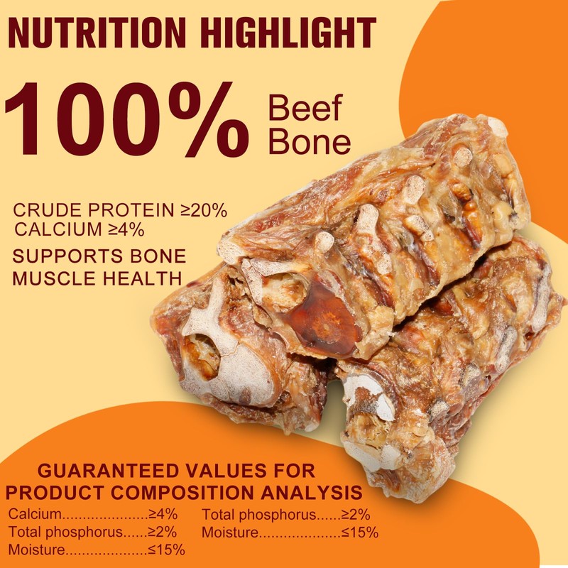 Tastyu Beef Backbone Dog Treats Single Ingredient, Rawhide Bison Rib