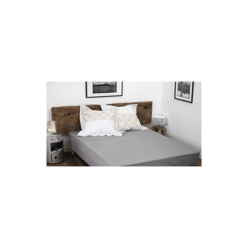 HOME LINGE PASSION, Light Grey Fitted Sheet 160 x 200