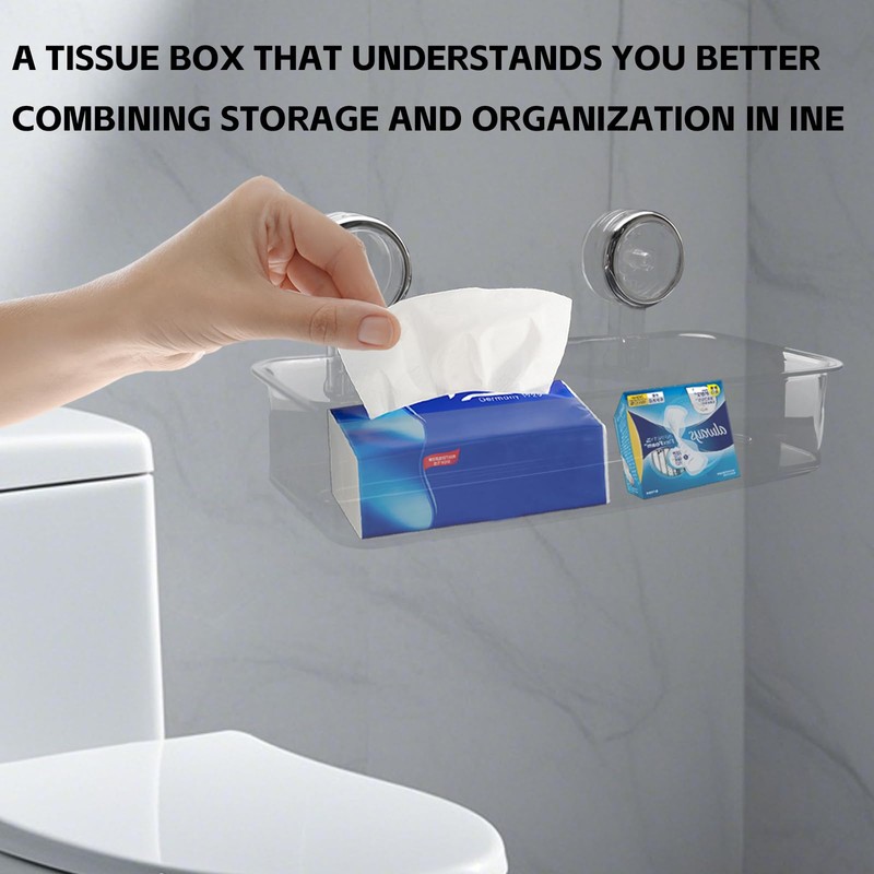 Suction Cup Tissue Box Transparent - Wall Mounted No Drilling