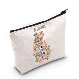 JNIAP Delaware Vacation Gift Delaware State Map Cosmetic Bag Delaware Lover Gift (Delaware Bag)