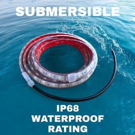 2FT Blue Marine Submersible LED Light Strip | 12V LED Boat Light | IP68 Waterproof LED Tape Light | Under Gunnel Light