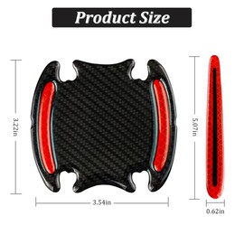 TSUGAMI 8PCS Car Door Handle Protector Sticker, Carbon Fiber Reflective Anti-Scratch Vehicle Door Bowl & Handle Protective Film, Auto Exterior Protection & Decor Accessories, Universal Fit (Red)