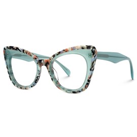 Zeelool Women's Cat Eye Glasses Stylish Acetate Eyewear Blue Light Blocking Glasses Anti Eyestrain Glasses ZJGA359158-01 Green