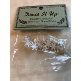 DRESS IT UP BUTTONS SNOWFLAKES MINI PEARL SNOWFLAKES 13PCS