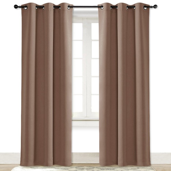 NICETOWN Room Darkening Curtain Blackout Drape Window Treatment Thermal Insulated Solid Grommet Blackout Curtain/Drape for Bedroom (1 Piece, 42 by 84 inch, Cappuccino)