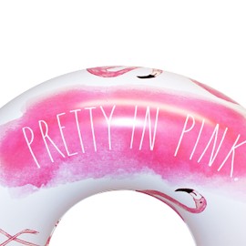 Coconut Float Rae Dunn x Flamingo Pattern Ring Float - Adult Size Large 48 Inch Inflatable Raft & Durable Water Inner Tube - Stable Ride-On for Summer Parties & Swim Events