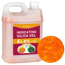 LotFancy 6 LBS Silica Gel Beads, Orange to Green Indicating Desiccant, Rechargeable Silica Beads for 3D Printer Filament, Electronic Drying, Cabinet Storage