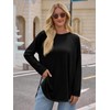Cicy Bell Womens Long Sleeve Tunic Tops Side Slit Crew