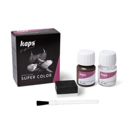 Kaps professional “Super Color” leather paint and “Preparer” for natural leather, synthetics and fabric (25 ml each) for the care and repair of leather shoes, assorted colours - Brown -