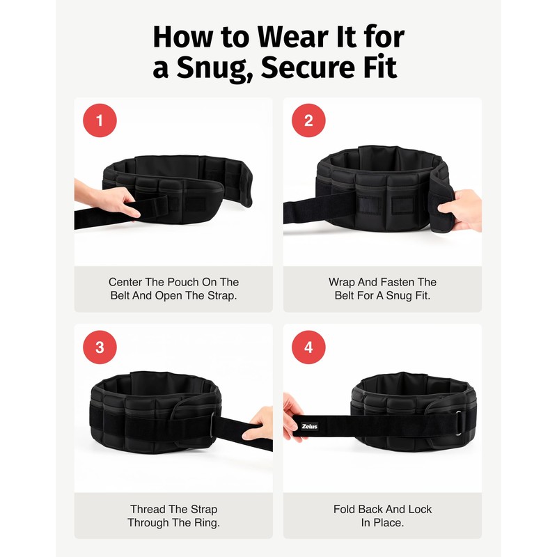 ZELUS Weighted Belt, 0-8 lb Z-Fit Adjustable Weighted Belt for