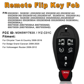M3N5WY783X Keyless Entry Remote Key Fob for 2008-2020 Chrysler Town & Country, Dodge Grand Caravan, 2009-2012 VW Routan