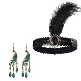 Roontin 20s Costume Set, Great Gatsby Accessories, 1920s Hair Accessories, Carnival Women's Accessories, V6