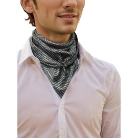 Prettystern 100% Silk Women's Men's Paisley Silk Scarf Summer Silk Neckerchief, 12 Gray Geometric