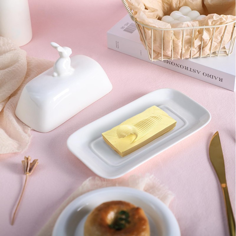 Bicuzat Ceramic Butter Dish with Lid Butter Keeper Butter Plate