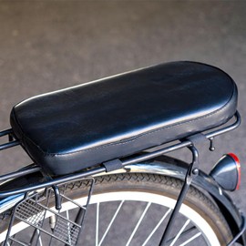 UPstore Bicycle Bed Cushion, Rear Carrier, PU Leather, Waterproof, Soft, Thick, 1.6 inches (4 cm), Bicycle Backseat Cushion, Cargo Base, Black, One Touch Mounting Band