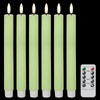 DRomance Green Flameless Flickering Taper Candles Battery Operated with 10-Key