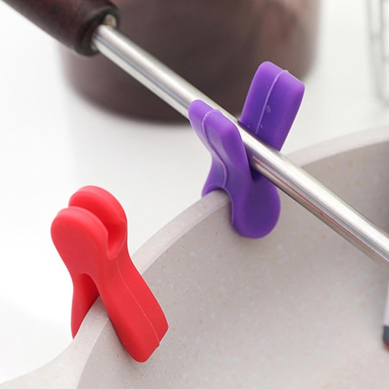 3Pcs Silicone Pot Clip Set, Heat Resistant Spoon Rest and