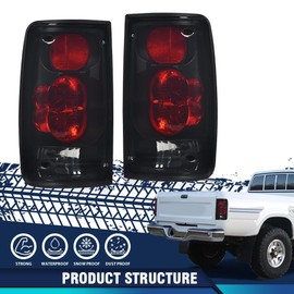 PIT66 Tail Lights Compatible with Toyota Hilux Pickup Truck 1989 1990 1991 1992 1993 1994 1995 Rear Brake Lamps Smoke Lens Black Housing w/Bulbs Left + Right