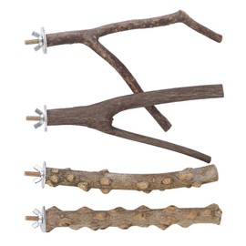 CozyCabin Natural Wood 4Pcs Bird Perches Stand, Hanging Cage Toys Accessories for Small Parrot Budgies Conure Parakeets Cockatiels Lovebirds