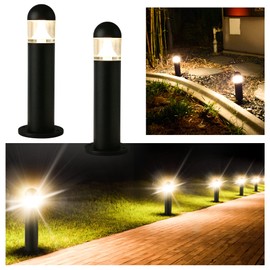MOON-DE-AGE Low Voltage Landscape Pathway Lights, 12V LED Bollard Light IP67 Waterproof, Outdoor Driveway Walkway Wired Lights (Inclusion Connector) - Yard Garden Lawn,2700K Warm White, 2 Pack