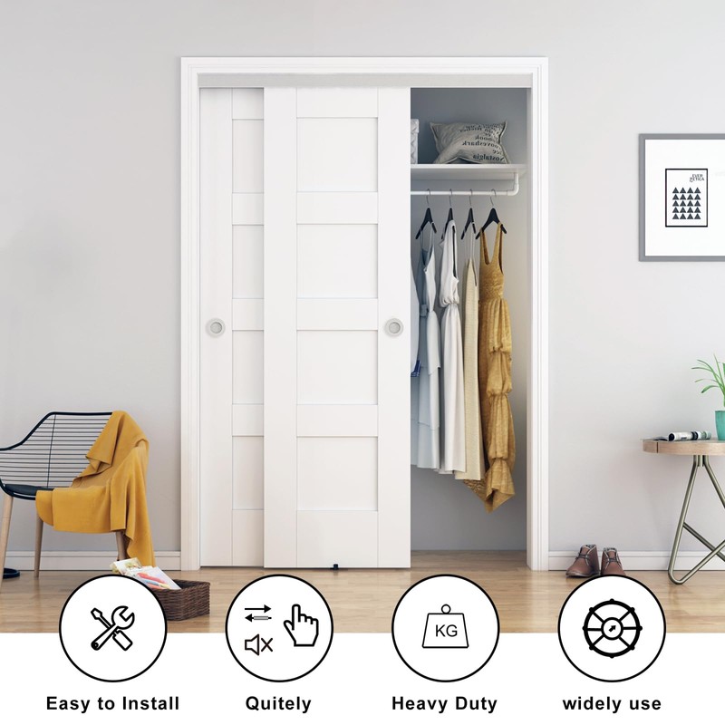 BARNSMITH 4FT/48 Bypass Door Hardware,Heavy Duty Aluminum Sliding Closet Door