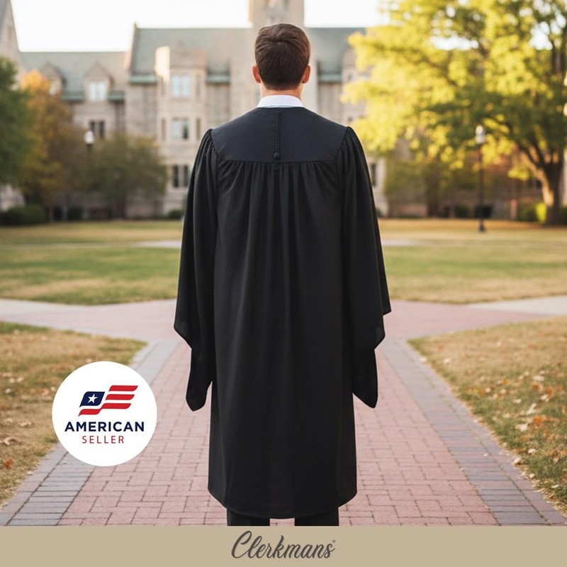 CLERKMANS Classic Master’s Degree Matte Graduation Gown – Deluxe Fluted