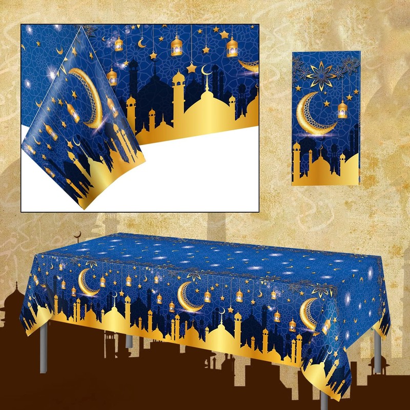 Eid Mubarak Table Cloth,Eid Tablecloth Plastic Eid Table Cloth Waterproof