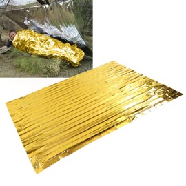 SPYMINNPOO Manta de Emergencia, Manta de Supervivencia Manta Térmica de Protección Solar Salvavidas Necesidades de Emergencia Al Aire Libre para Acampar Senderismo(Oro Plata)