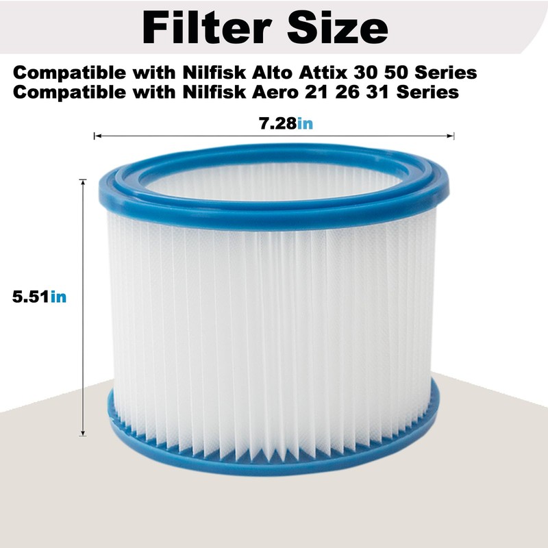 2 PCS Replacement HEPA Filter Compatible with Nilfisk ALTO Attix
