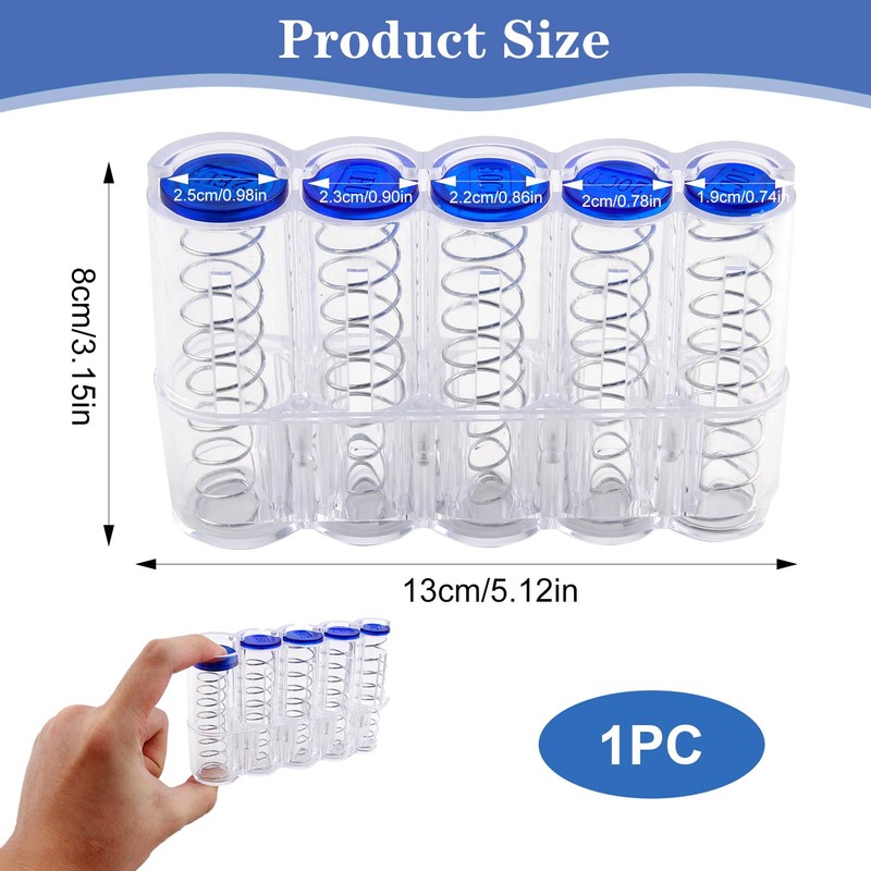 Coin Box with 5 Compartments, Transparent Coin Holder Car, Change